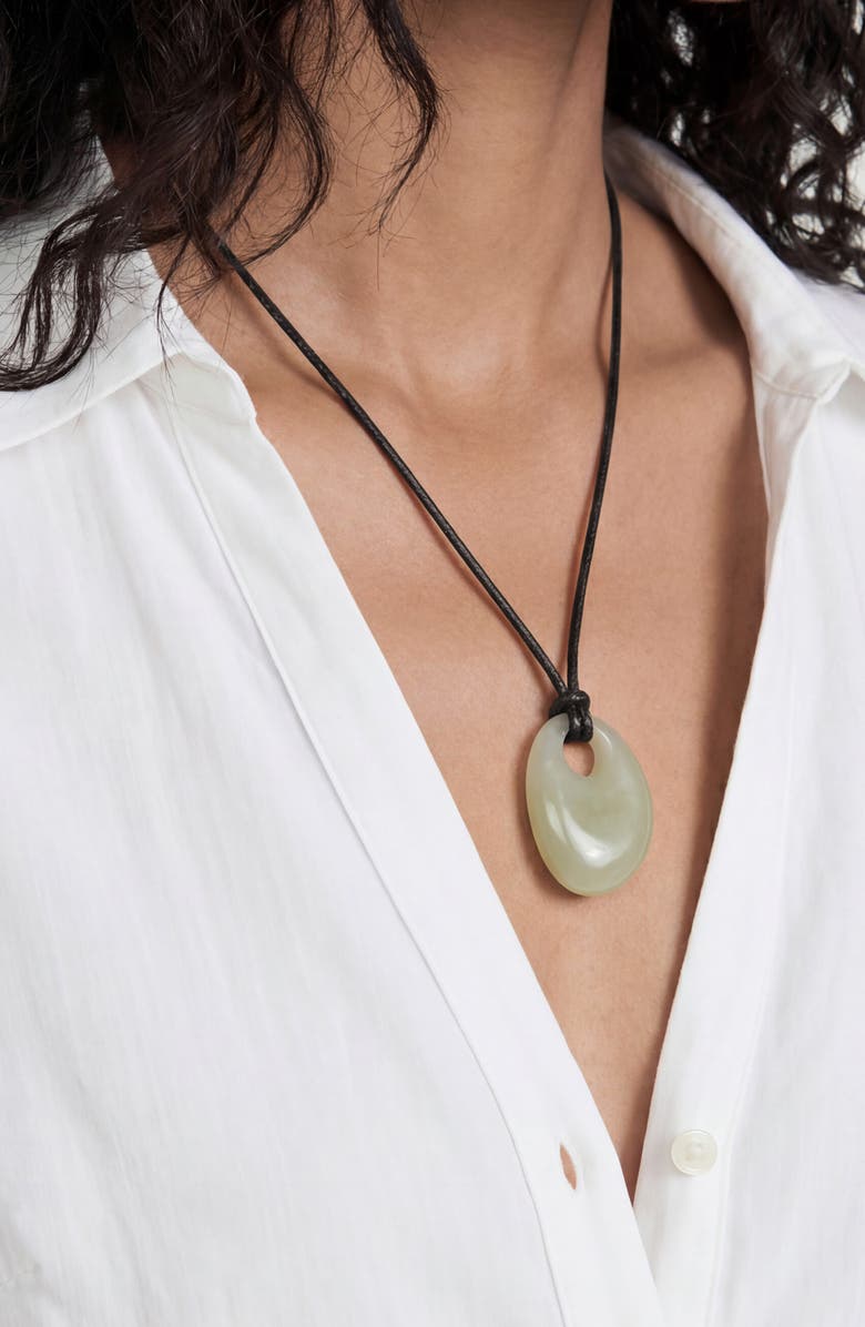Ettika Resin Medallion Necklace, Alternate, color, Olive