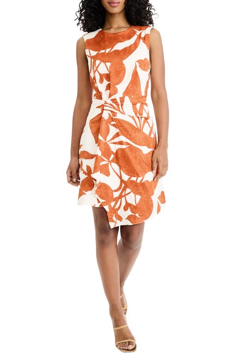 Sleeveless Draped Front Asymmetric Hem Dress