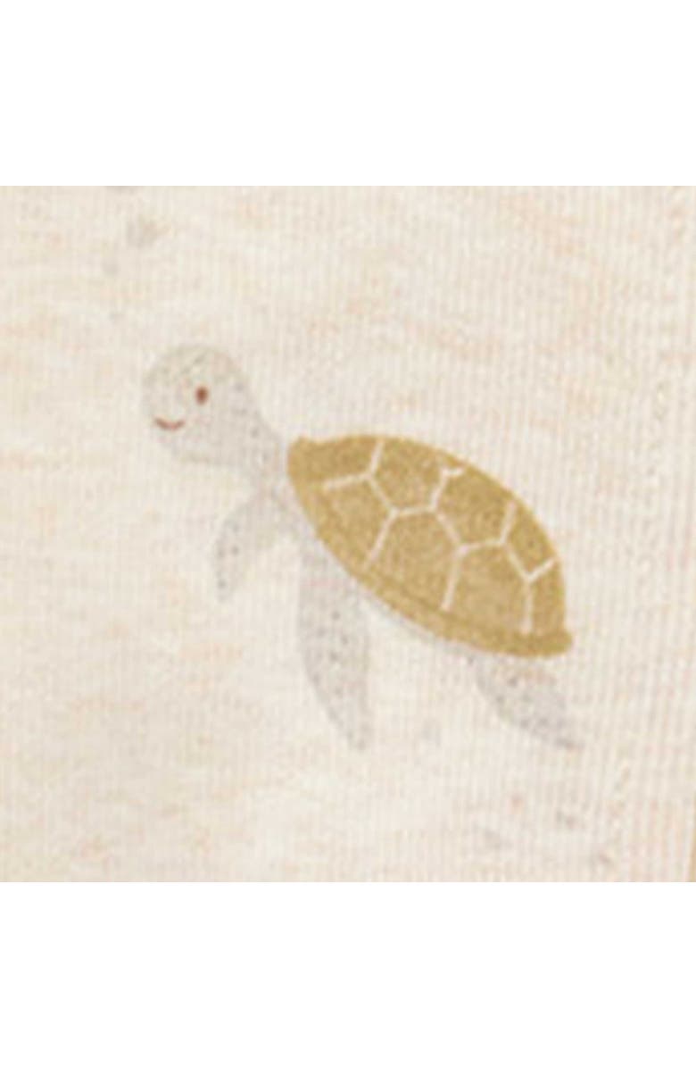 Purebaby Rib Zip Printed Romper Turtle Print, Alternate, color, Little Turtles Print