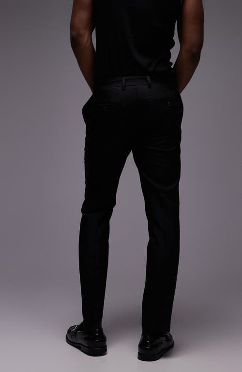 Topman Skinny Fit Textured Dress Pants In Black