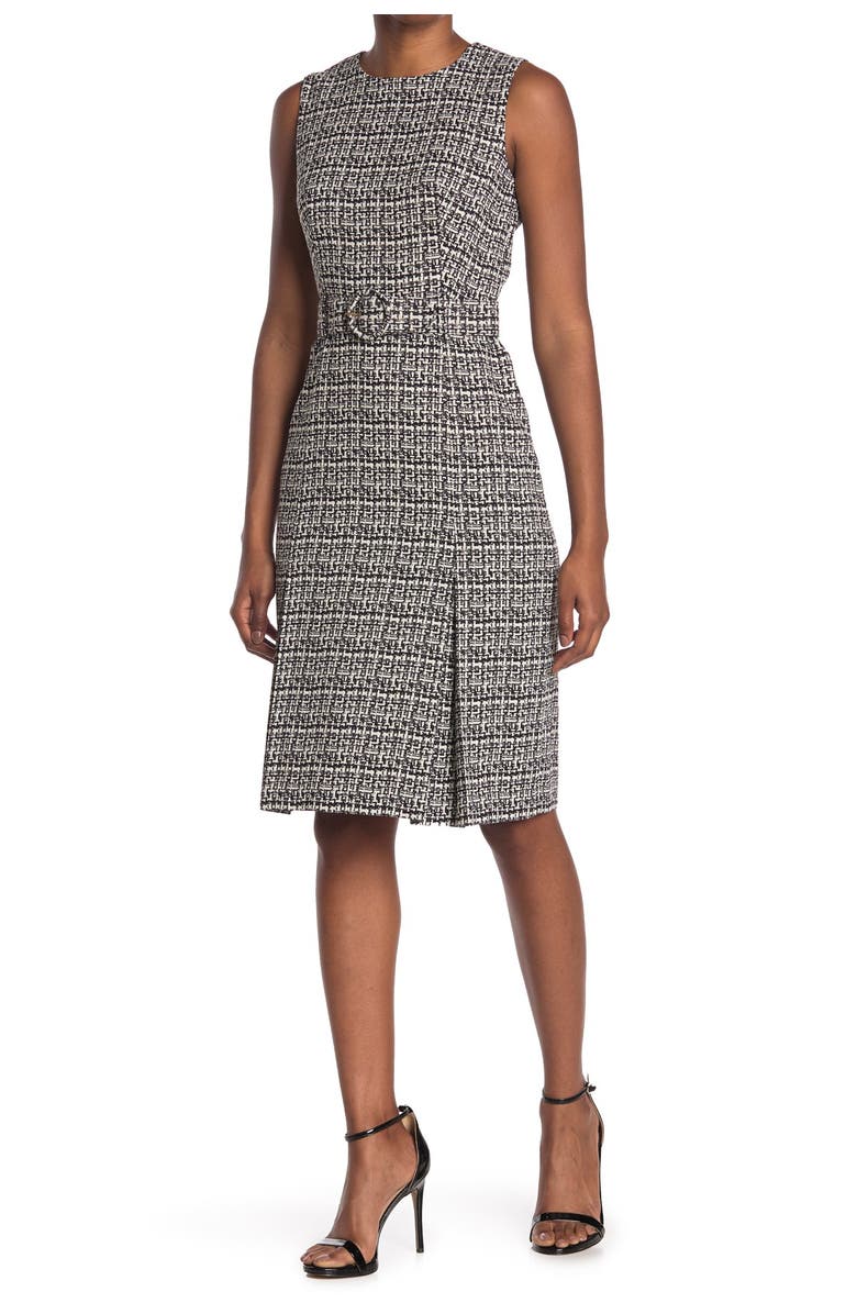 Calvin Klein Tweed Belted Sheath Dress, Main, color, 