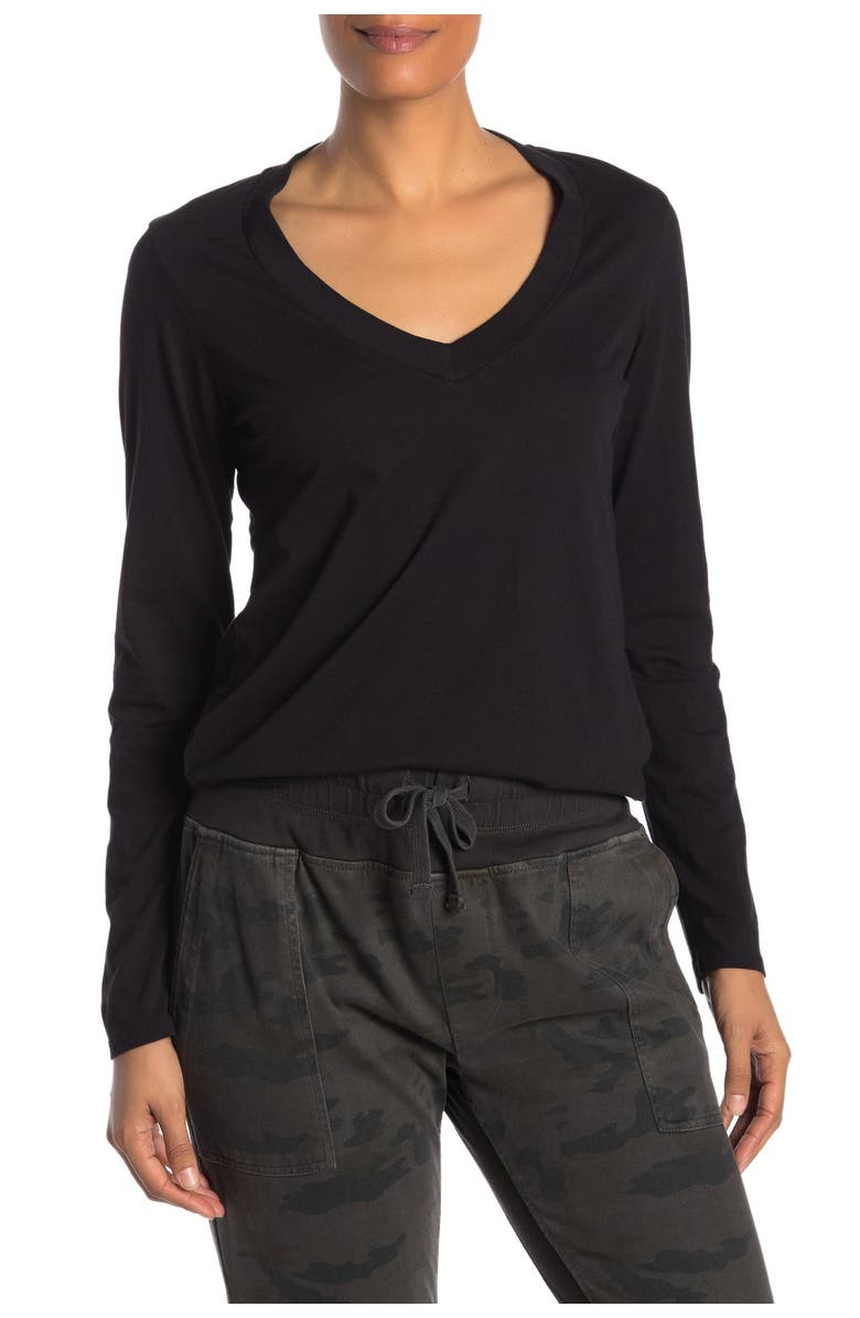 James Perse Solid V-Neck Long Sleeve T-Shirt, Main, color, 