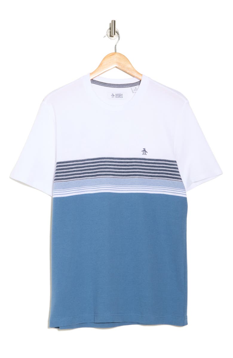 Original Penguin Chest Stripe Cotton Piqué T-Shirt, Alternate, color, Sargasso Sea
