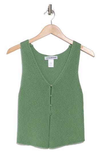 COTTON EMPORIUM COTTON EMPORIUM V-NECK BUTTON FRONT SWEATER VEST