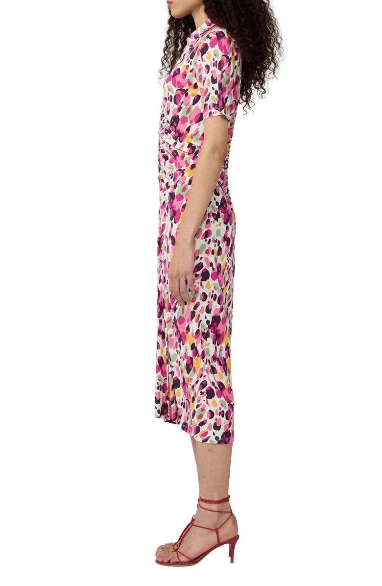 Diane von Furstenberg Zoey Short Sleeve Ruched Shirtdress, Alternate, color, Sherbet Pony Multi