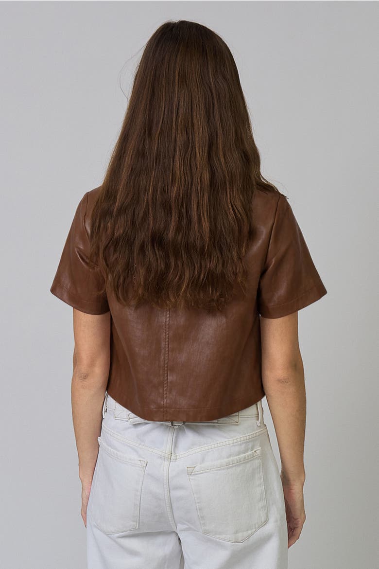 Quinn Short Sleeve Vegan Cropped Jacket, Alternate, color, SADDLE