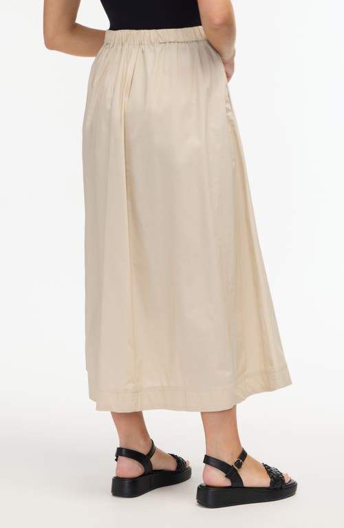 Shop Ellen Tracy Cotton Poplin Midi Skirt In Stone