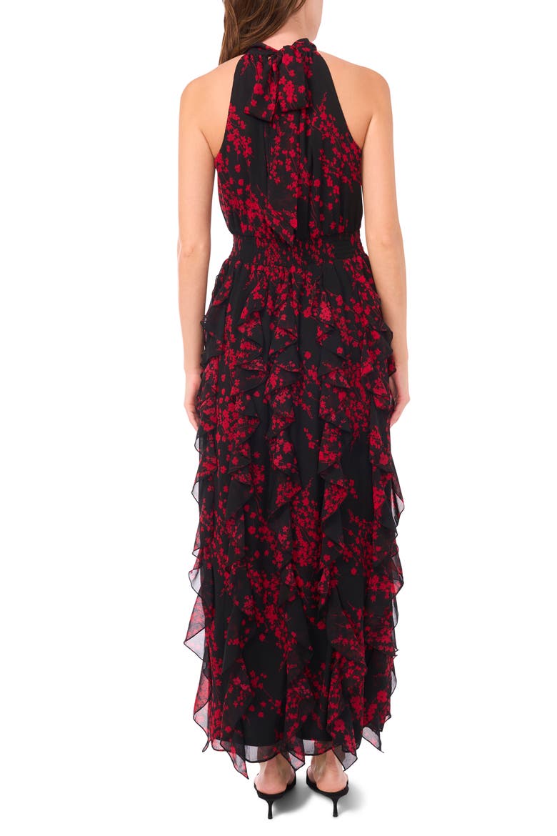 Floral Sleeveless Ruffle Maxi Dress, Alternate, color, ULTRA RED
