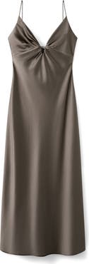 MANGO Victory Hammered Satin Slipdress