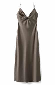 MANGO Victory Hammered Satin Slipdress