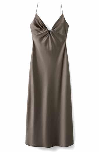 MANGO Victory Hammered Satin Slipdress