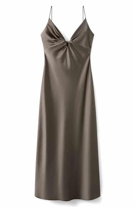 MANGO Victory Hammered Satin Slipdress