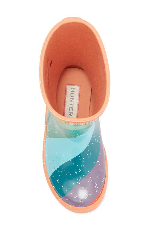 Hunter Kids' Original First Classic Glitter Rain Boot In Optimistic Orange