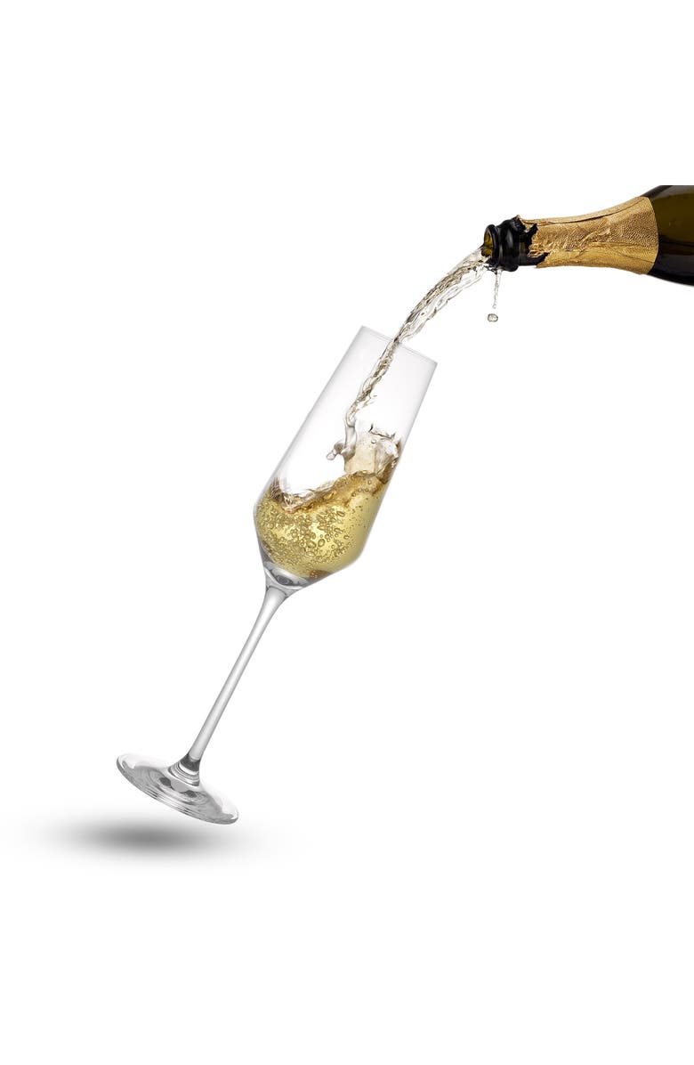 JoyJolt Set of 8 Layla Crystal Bubbles Flutes, Alternate, color, Clear