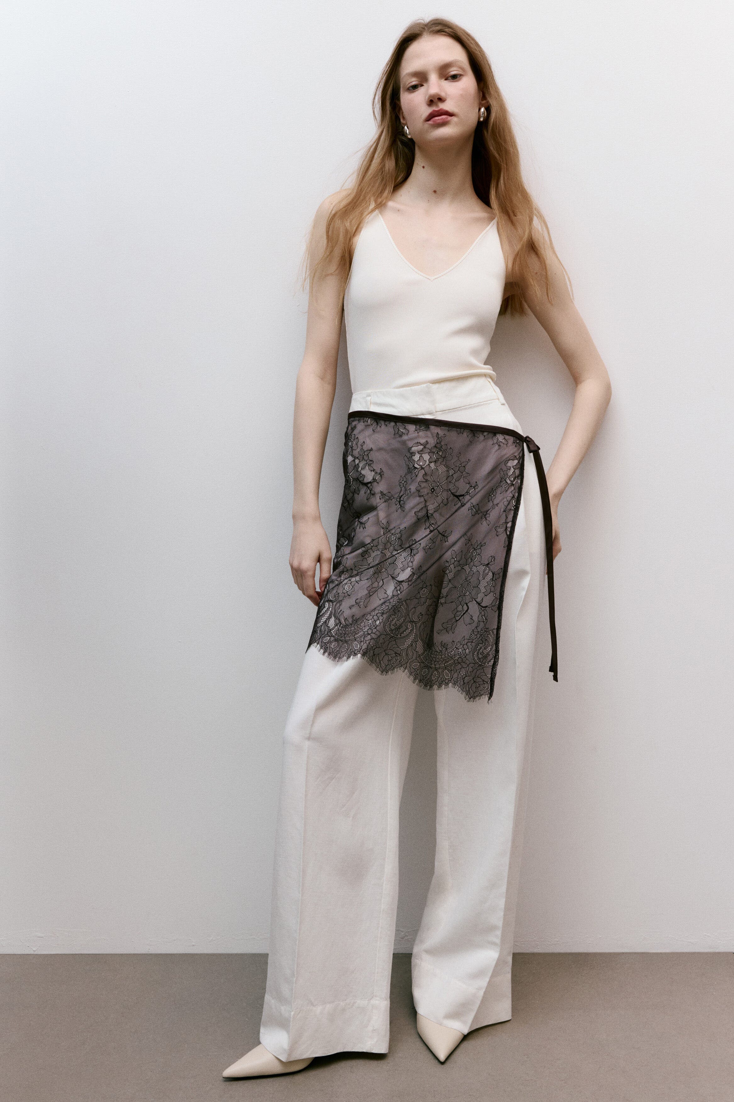 H&M Lace Hip Scarf, Alternate, color, Dark Brown