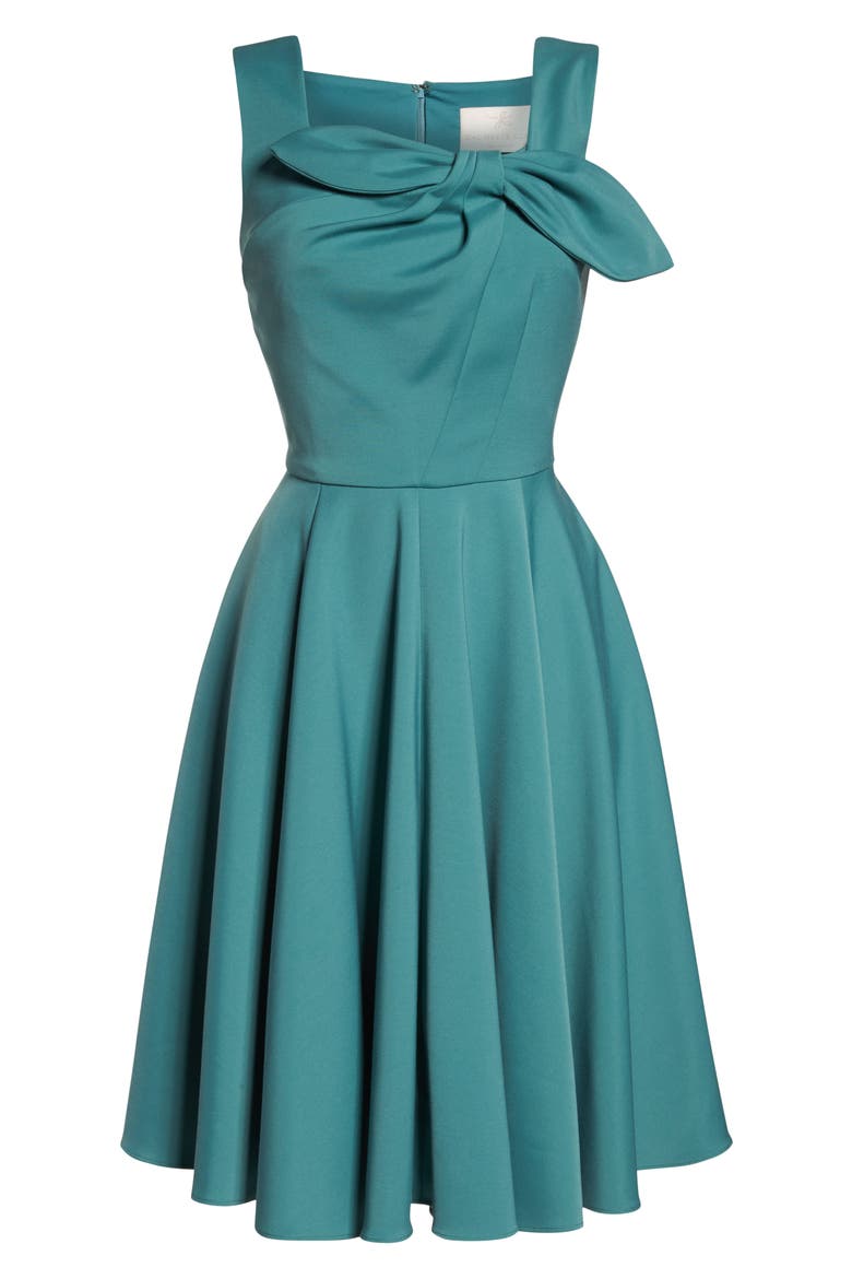 Zoe Bow Neckline Fit & Flare Dress, Alternate, color, DEEP MINT