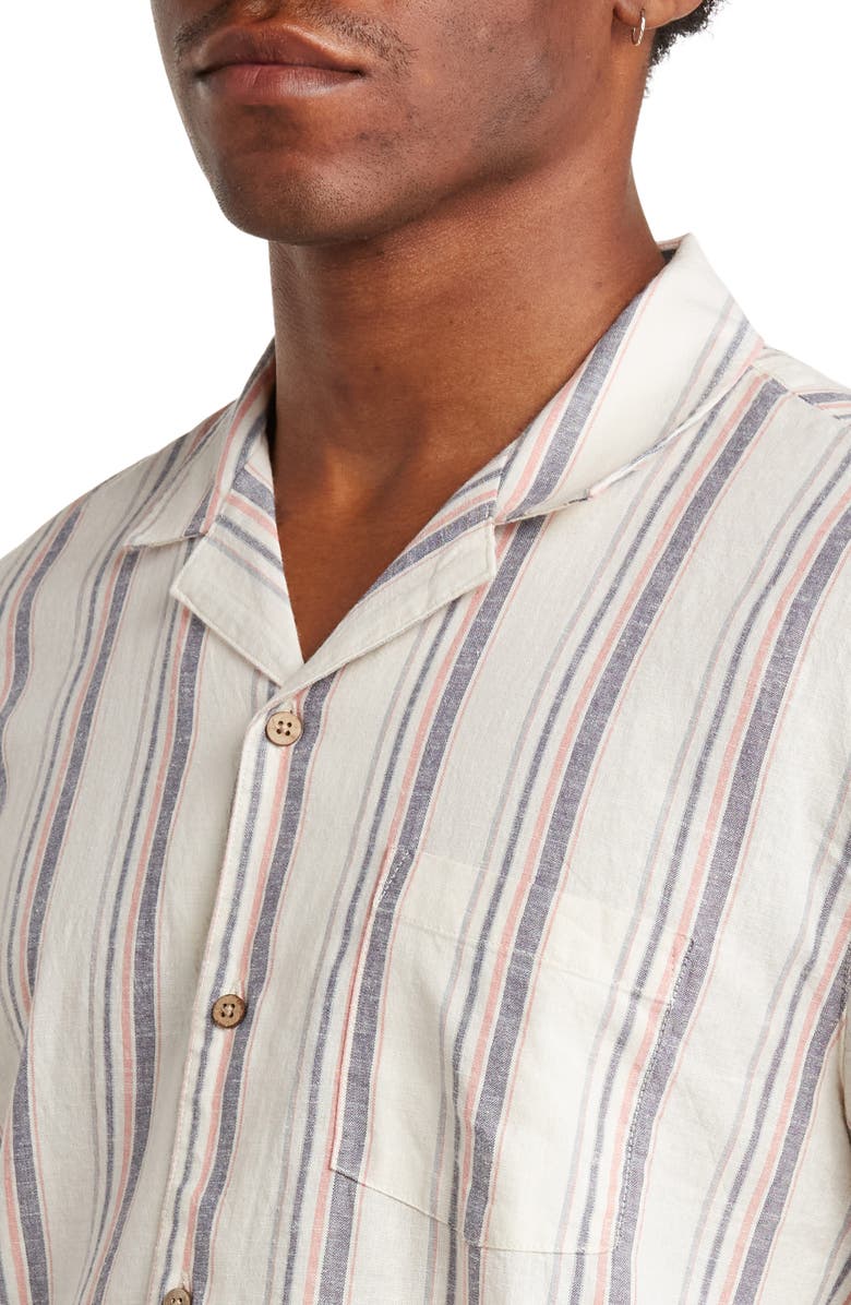 Marine Layer Stripe Short Sleeve Stretch Hemp & Lyocell Button-Up Shirt, Alternate, color,