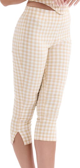 HOUSE OF CB Carella Gingham Capri Pants | Nordstrom