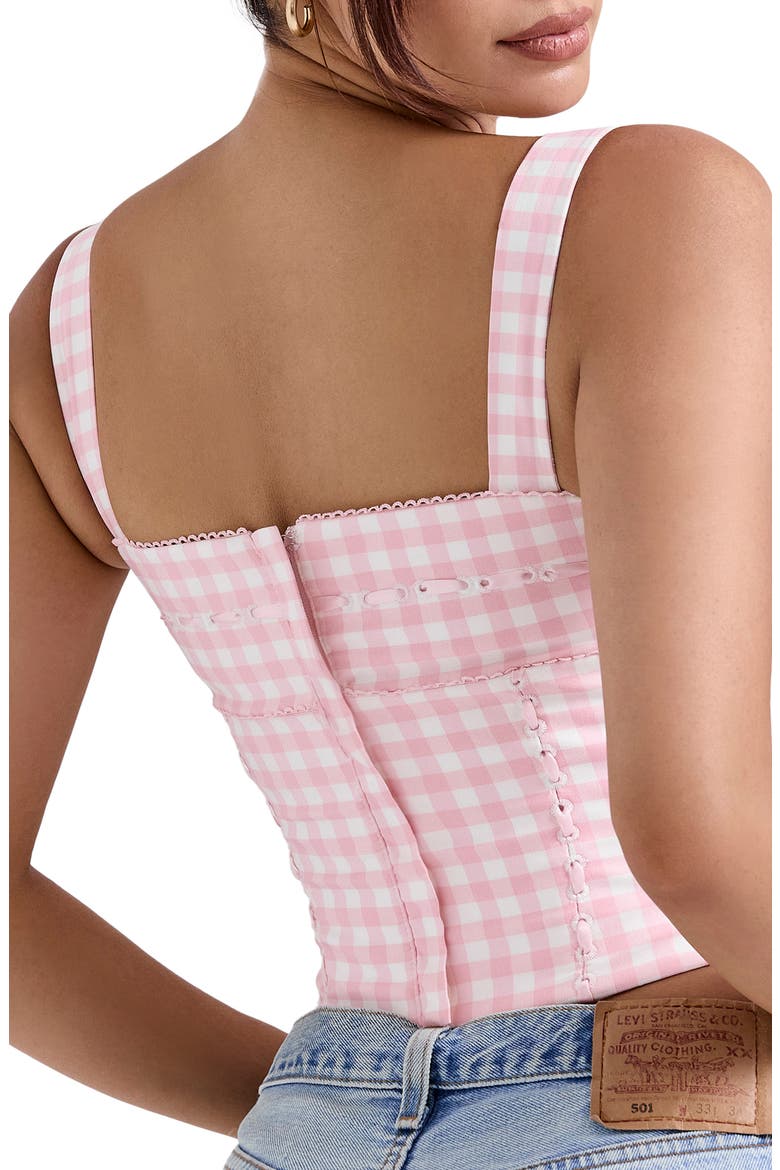 Lottie Gingham Corset Top, Alternate, color, ROSE SHADOW