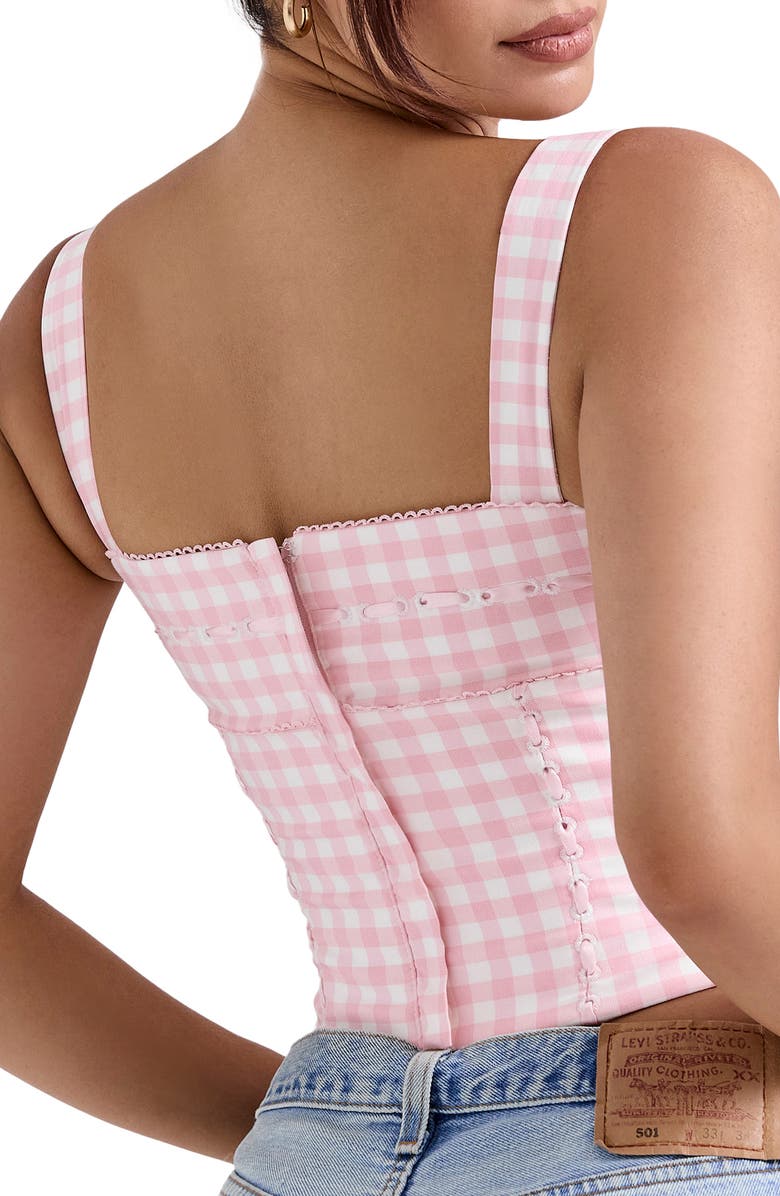HOUSE OF CB Lottie Gingham Corset Top, Alternate, color, Rose Shadow