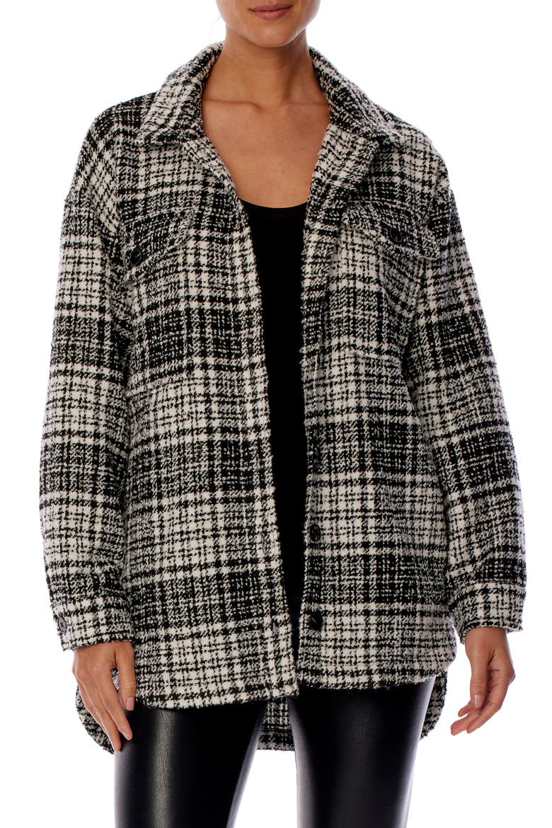 Pamela Shirt Jacket, Main, color, BLACK AND CREAM