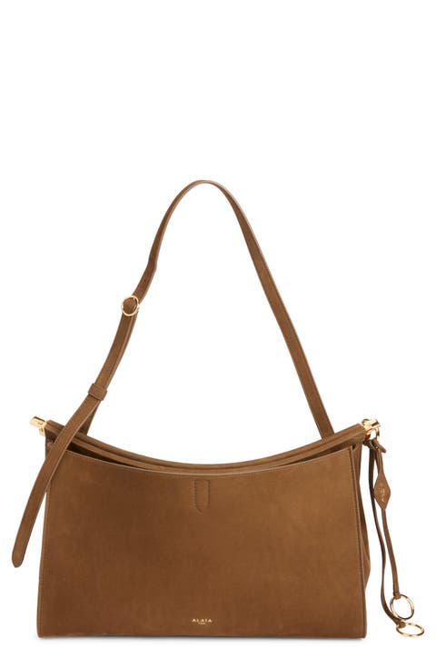 Le Click Pocket Nubuck Leather East/West Shoulder Bag