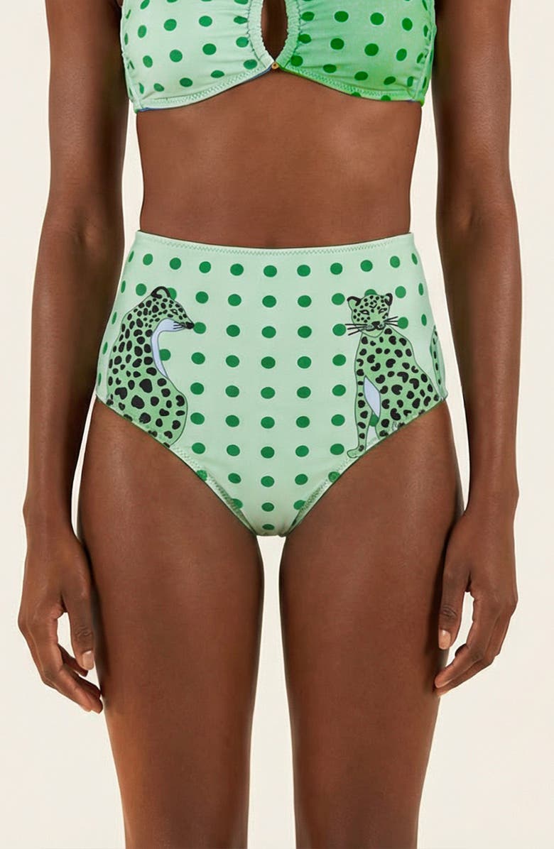 Jessie Zhao New York Polka Bloom Reversible Bikini Bottom, Alternate, color, Green