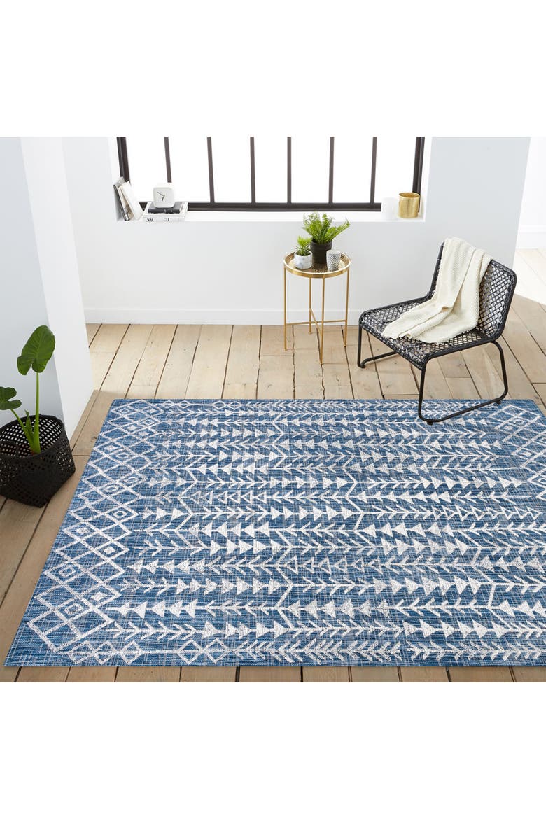 Tokay Bohemian Geometric Indoor/Outdoor Area Rug, Alternate, color, Blue/Ivory