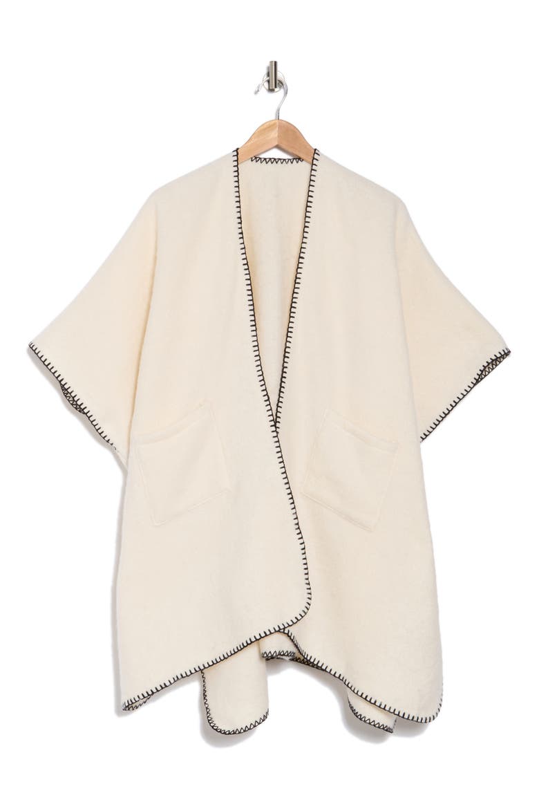 Whipstitch Open Front Cardigan, Alternate, color, IVORY
