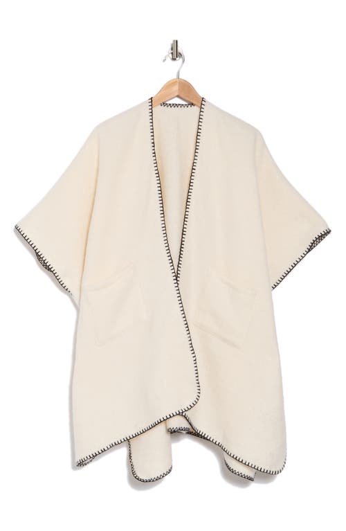 Natasha Whipstitch Open Front Cardigan In Ivory