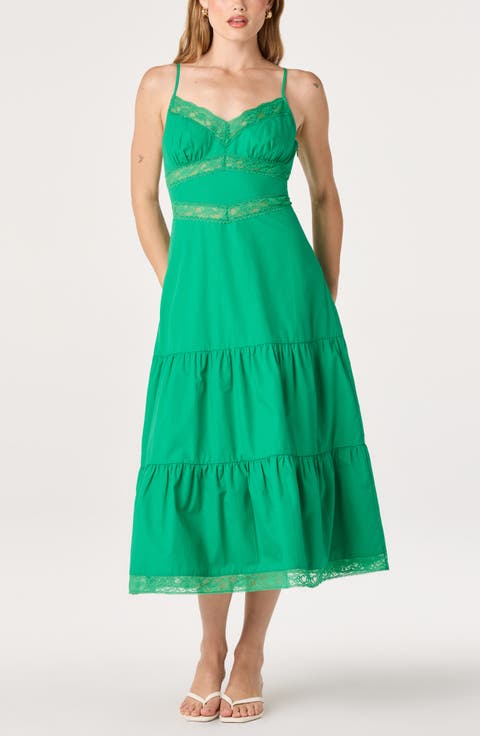 Berenice Lace Detail Tiered Cotton Dress