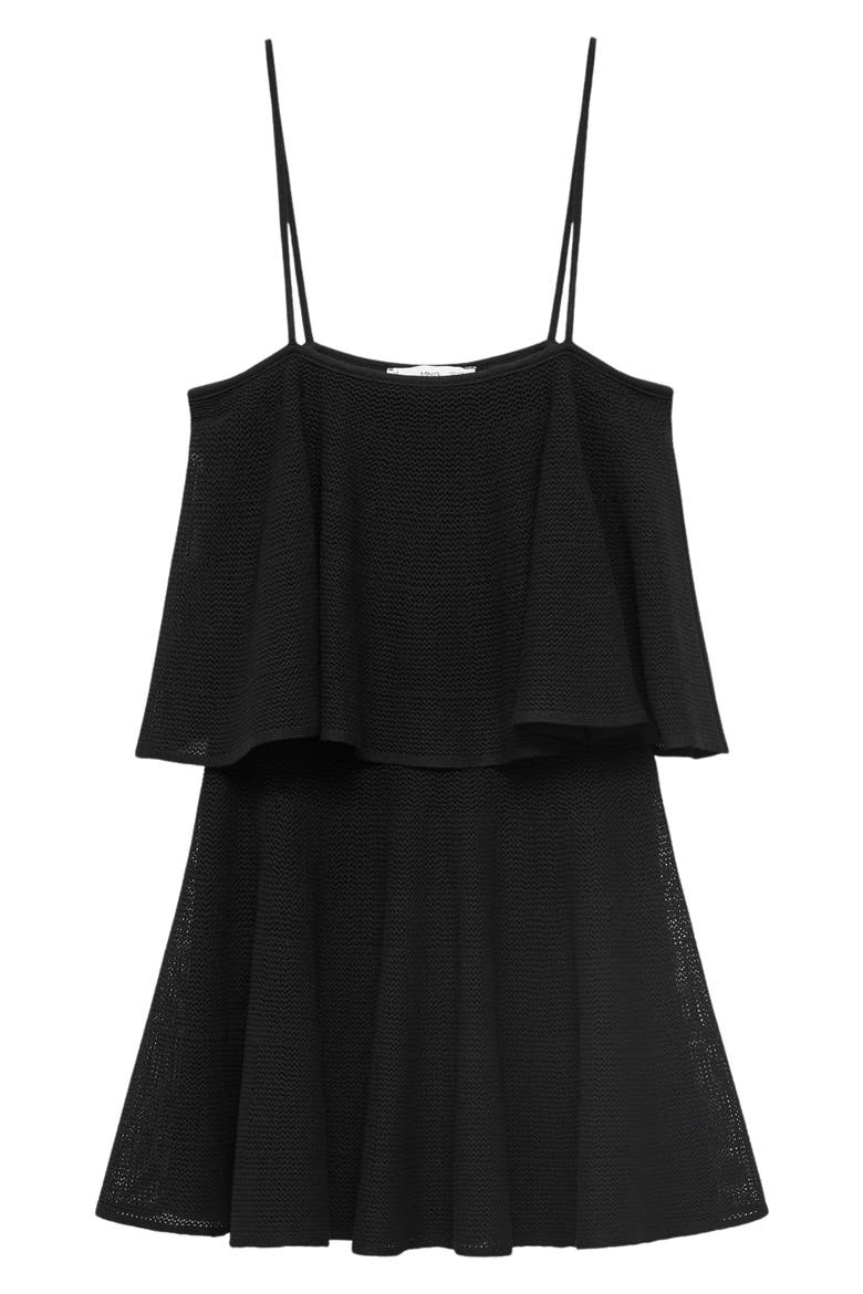 Ruffle Knit Minidress, Alternate, color, BLACK