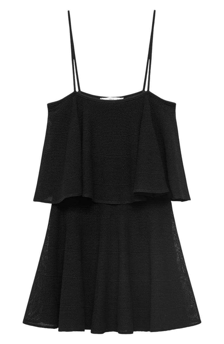 MANGO Ruffle Knit Minidress, Alternate, color, Black