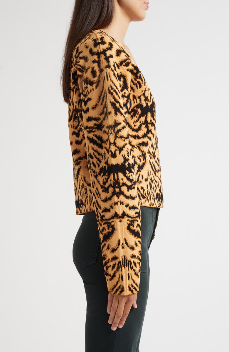 Ulla Johnson Payton Metallic Tiger Jacquard Cardigan, Alternate, color, Bengal