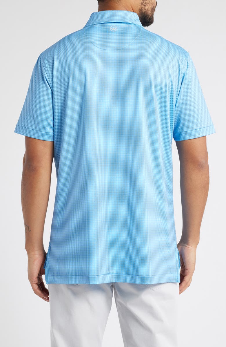 Peter Millar Gingham Microcheck Performance Jersey Polo, Alternate, color, Blue Sea