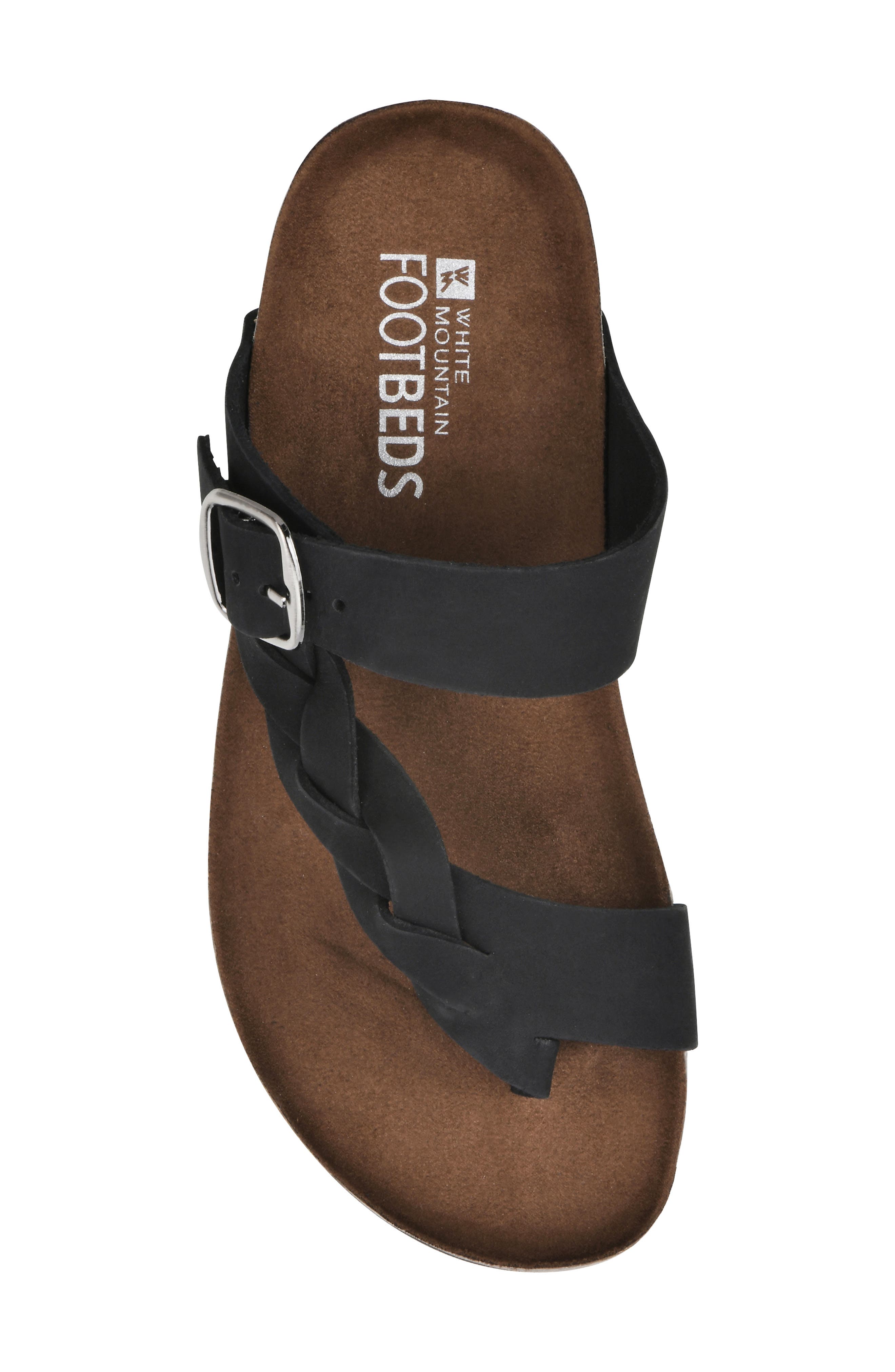 White Mountain Footwear Crawford Braided Footbed Sandal, Alternate, color, Black/ Nubuck Dk. Sock