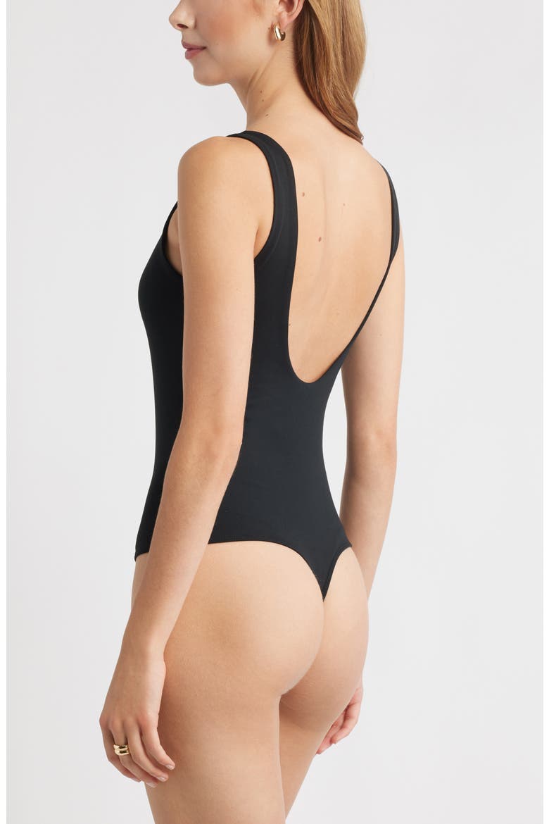 Scoop Neck Bodysuit, Alternate, color, BLACK