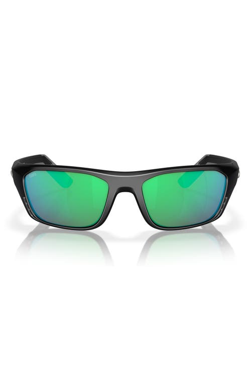 Costa Del Mar 57mm Polarized Rectangular Sunglasses in Matte Black/Green Mirror 580G  product