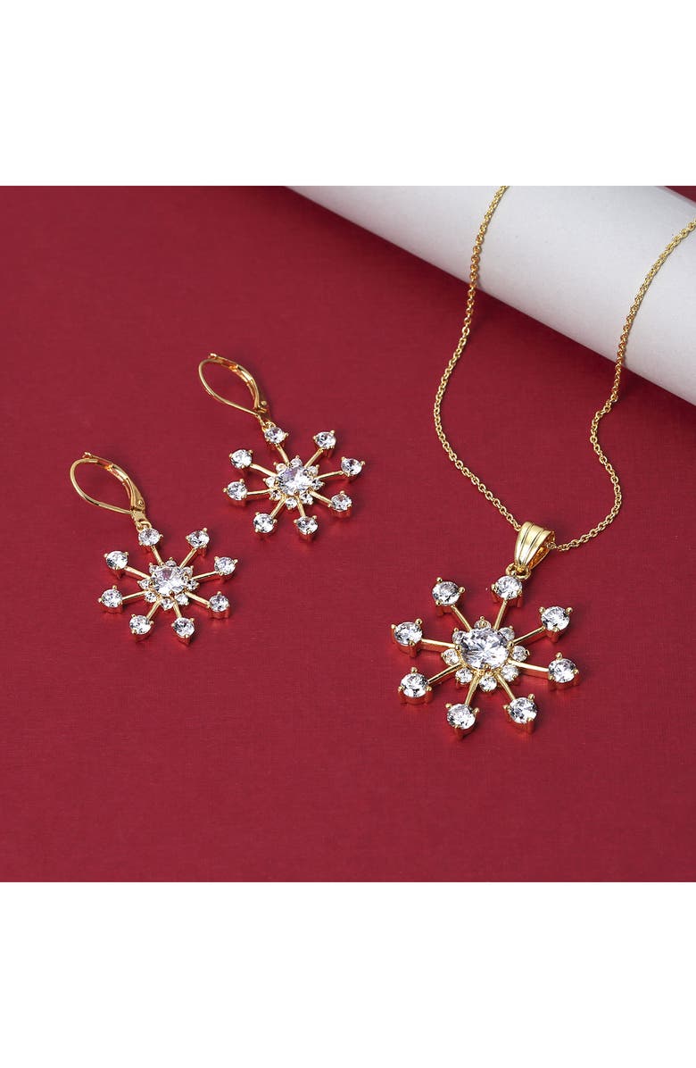 BLING JEWELRY CZ Snowflake Drop Earrings, Alternate, color, Clear