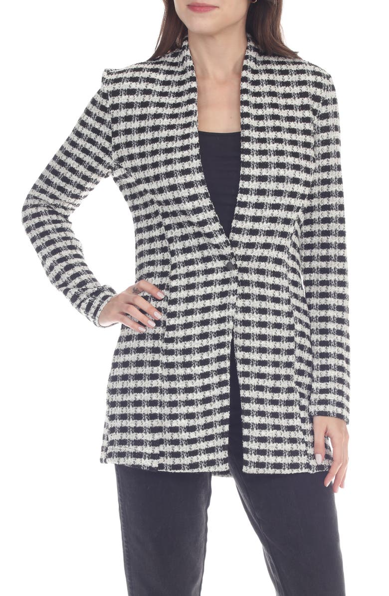 RAIN AND ROSE Check Tweed Longline Blazer, Main, color,