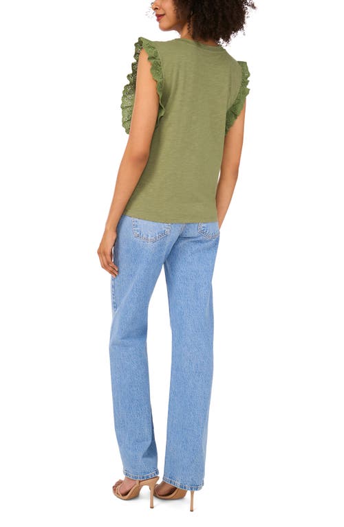 Two By Vince Camuto Ruffle Eyelet Tank Top In Green