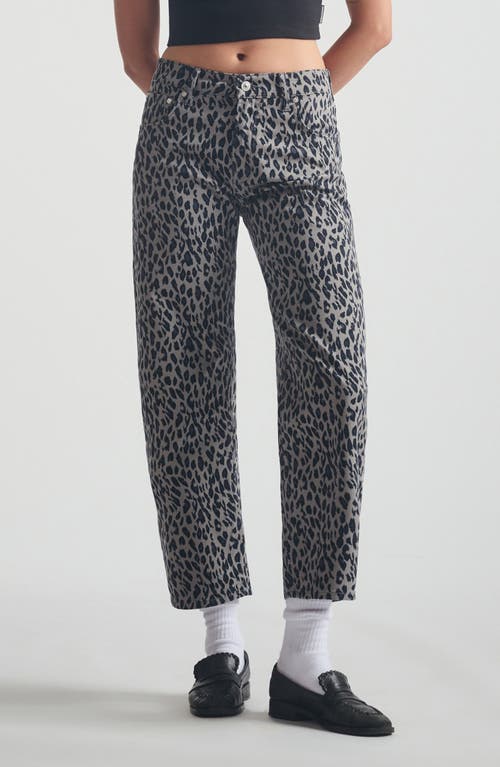 Brooklyn Industries Leopard Print Baggy Fit Barrel Jeans In Gray