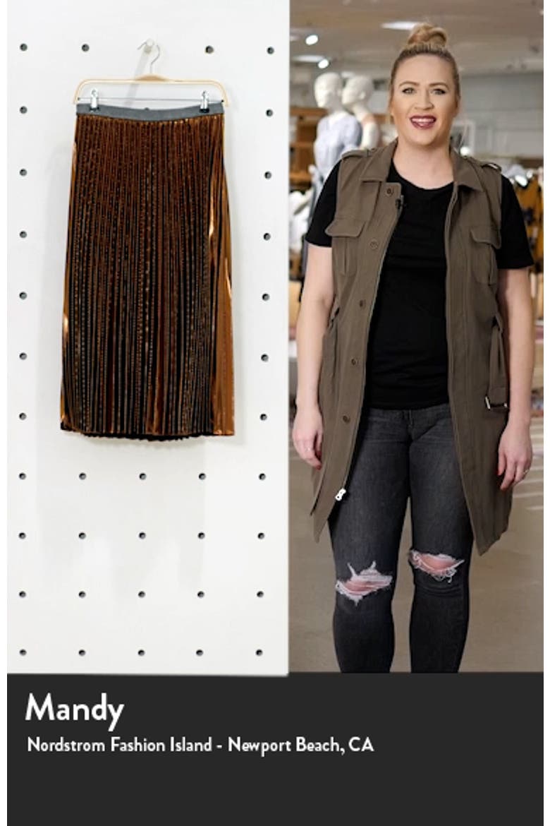 Metallic Pleated Midi Skirt video