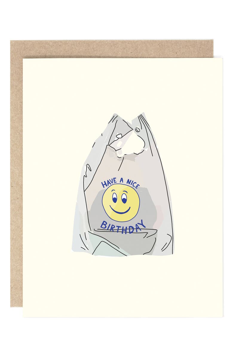 DRAWN GOODS Have a Nice Birthday Takeout Bag Greeting Card, Main, color, Ivory Multi