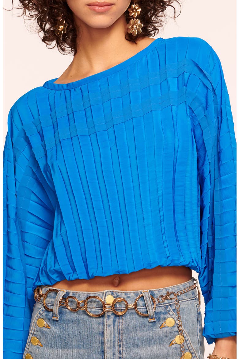Macy Pleated Bubble Top, Alternate, color, MARRAKECH BLUE