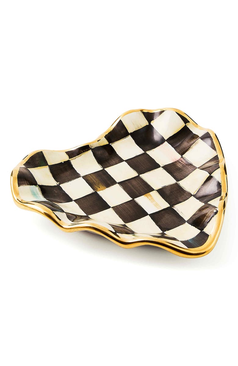MACKENZIE CHILDS Courtly Check<sup>®</sup> Fluted Heart Plate, Main, color, Black/ White