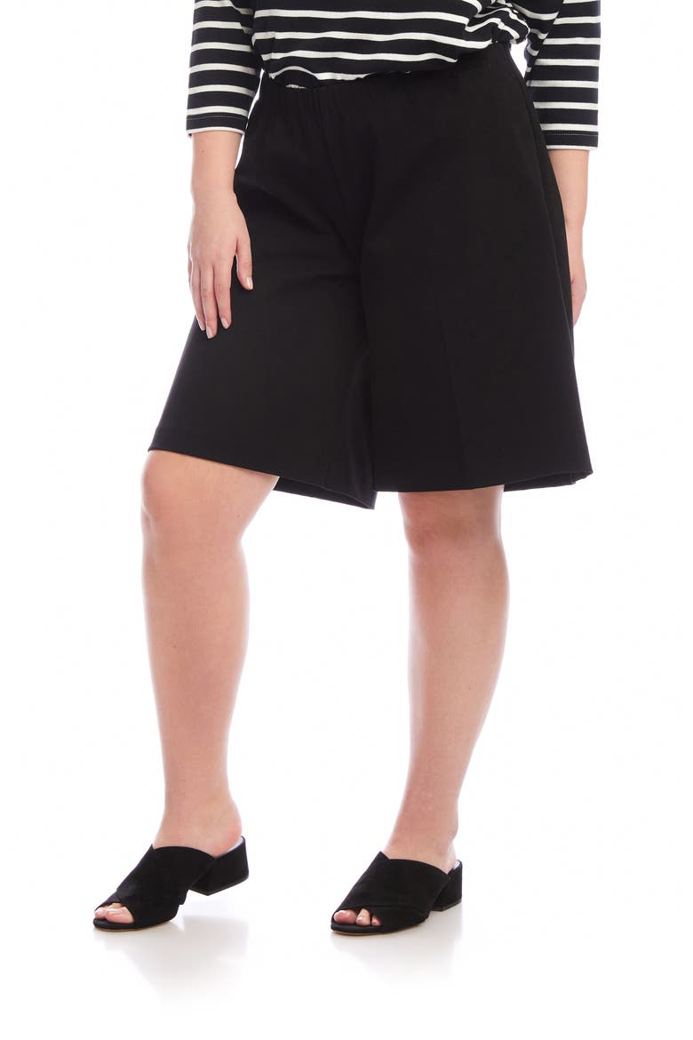 High Waist Stretch Twill Shorts, Alternate, color, BLACK
