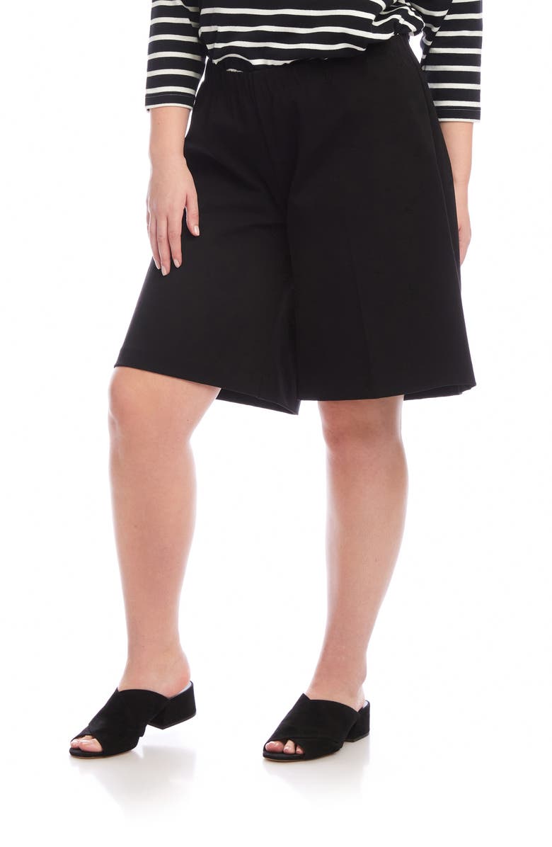 Karen Kane High Waist Stretch Twill Shorts, Alternate, color, Black