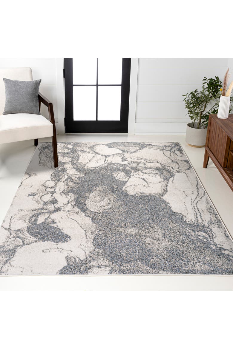 Marmo Abstract Marbled Modern Area Rug, Alternate, color, Gray/Cream