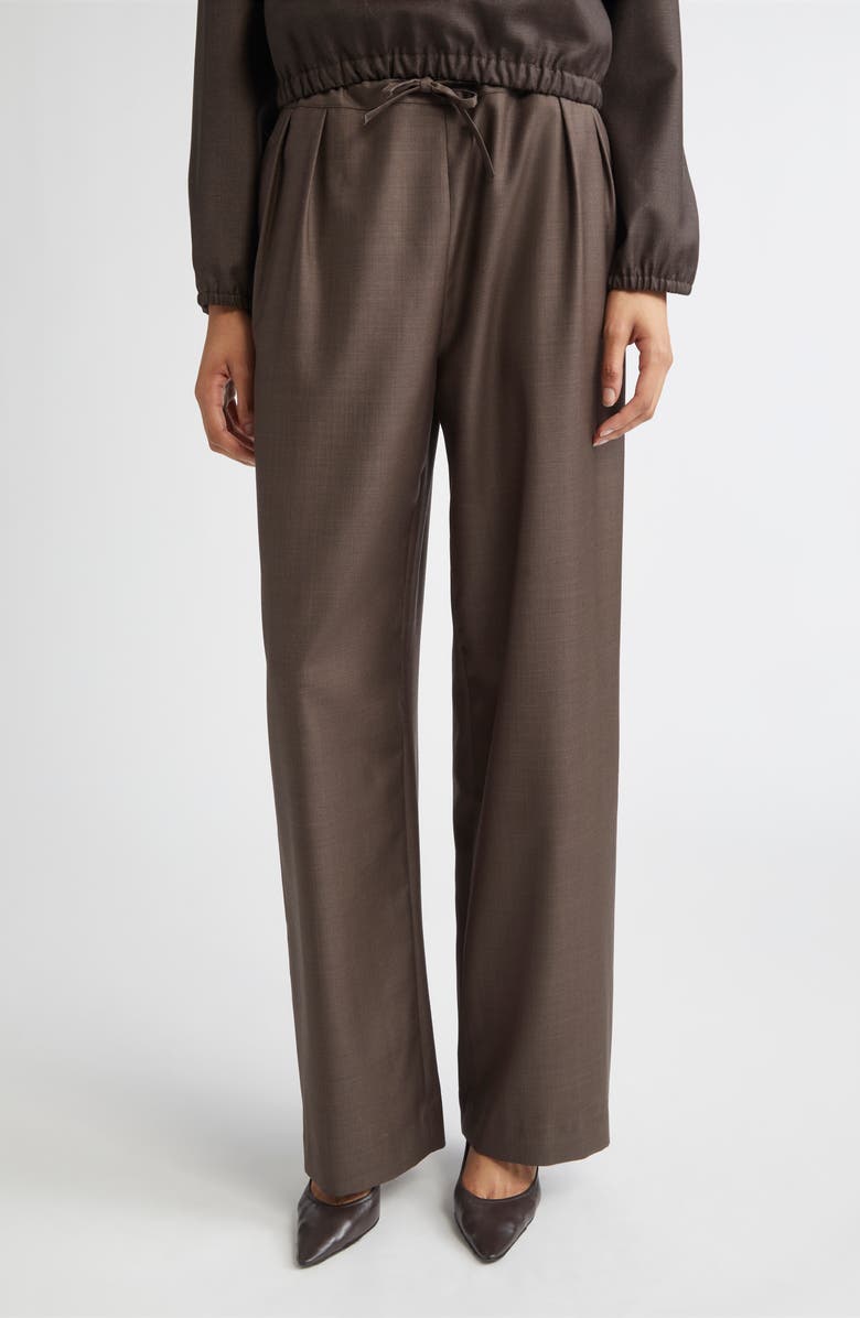 LOULOU DE SAISON Cove Virgin Wool Wide Leg Pants, Main, color, Brown Melange